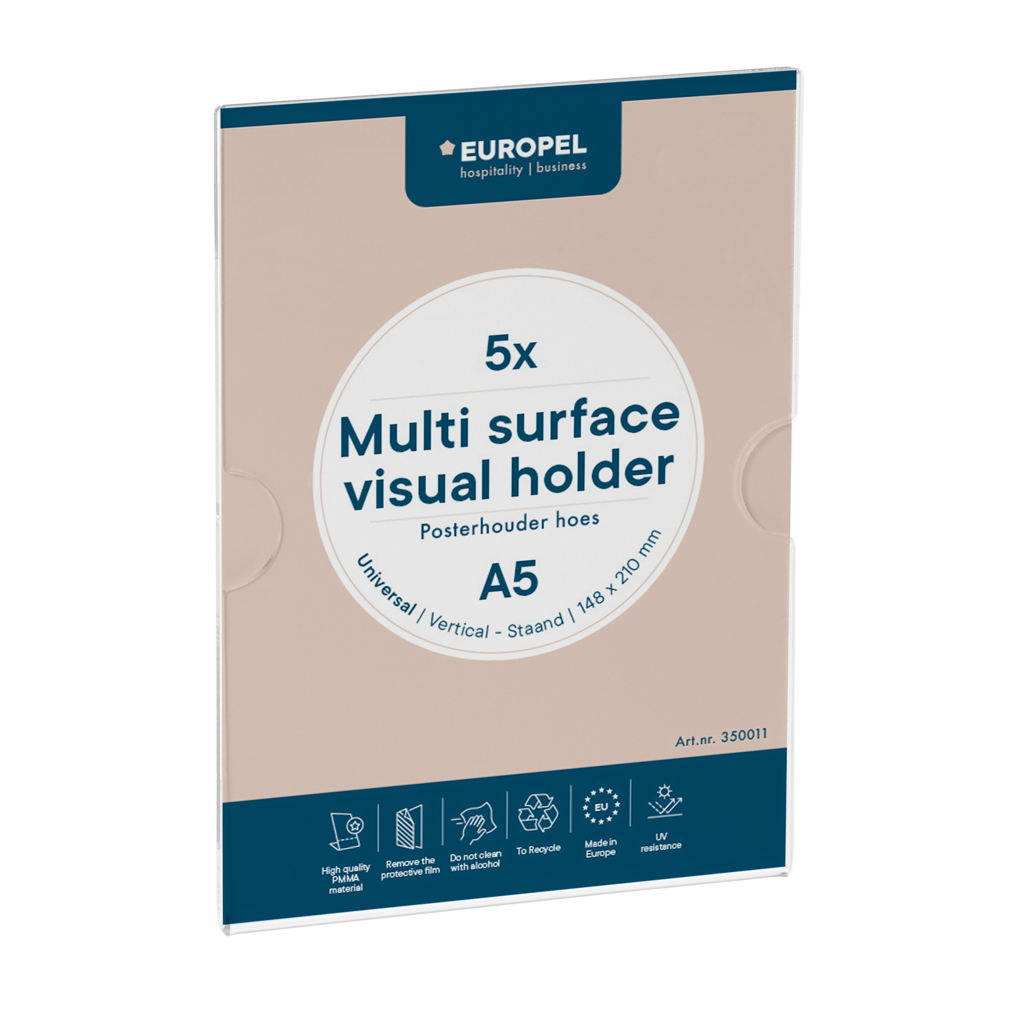 Europel Posterhülle Multi-Surface A5 Hochformat – Acryl - 5er-Set