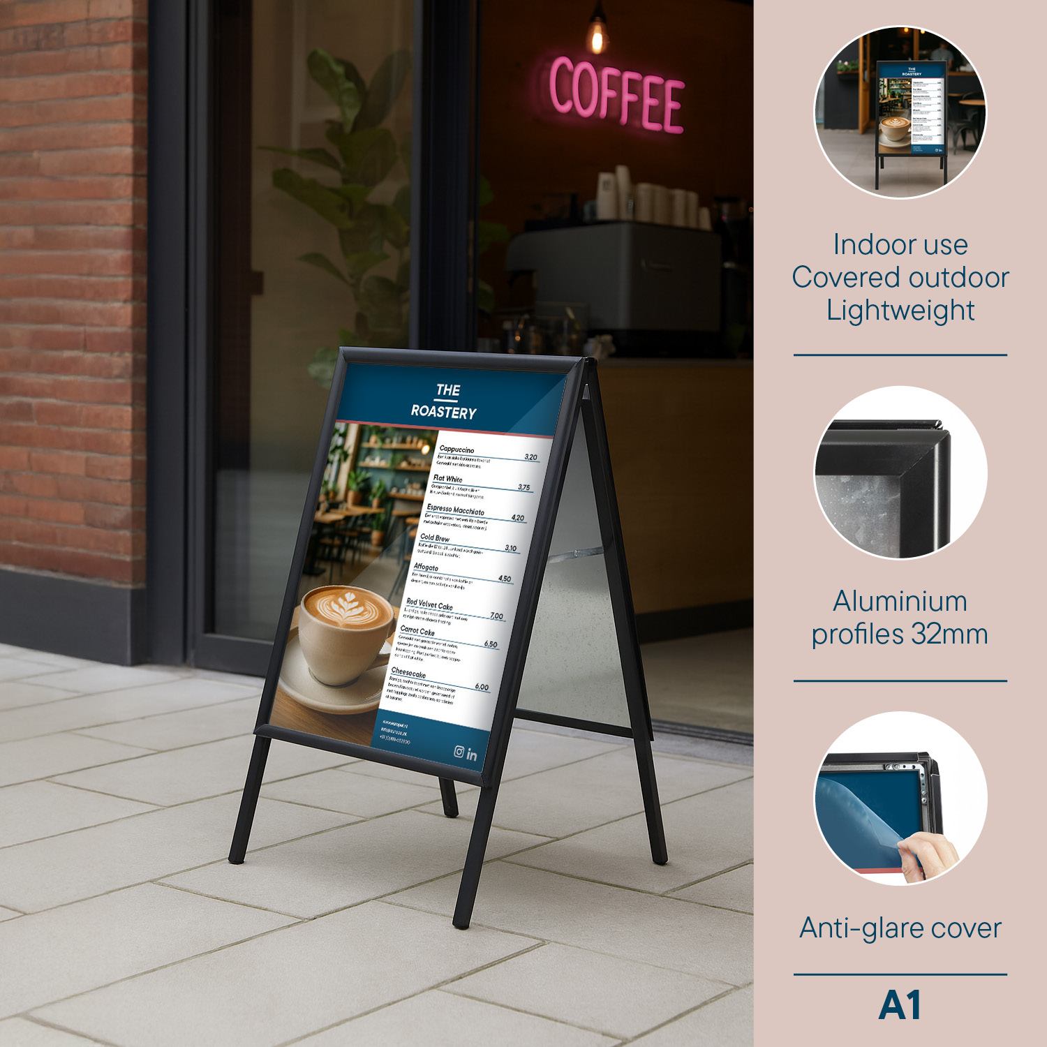 Europel Kundenstopper Economy DIN A1 32 mm Schwarz