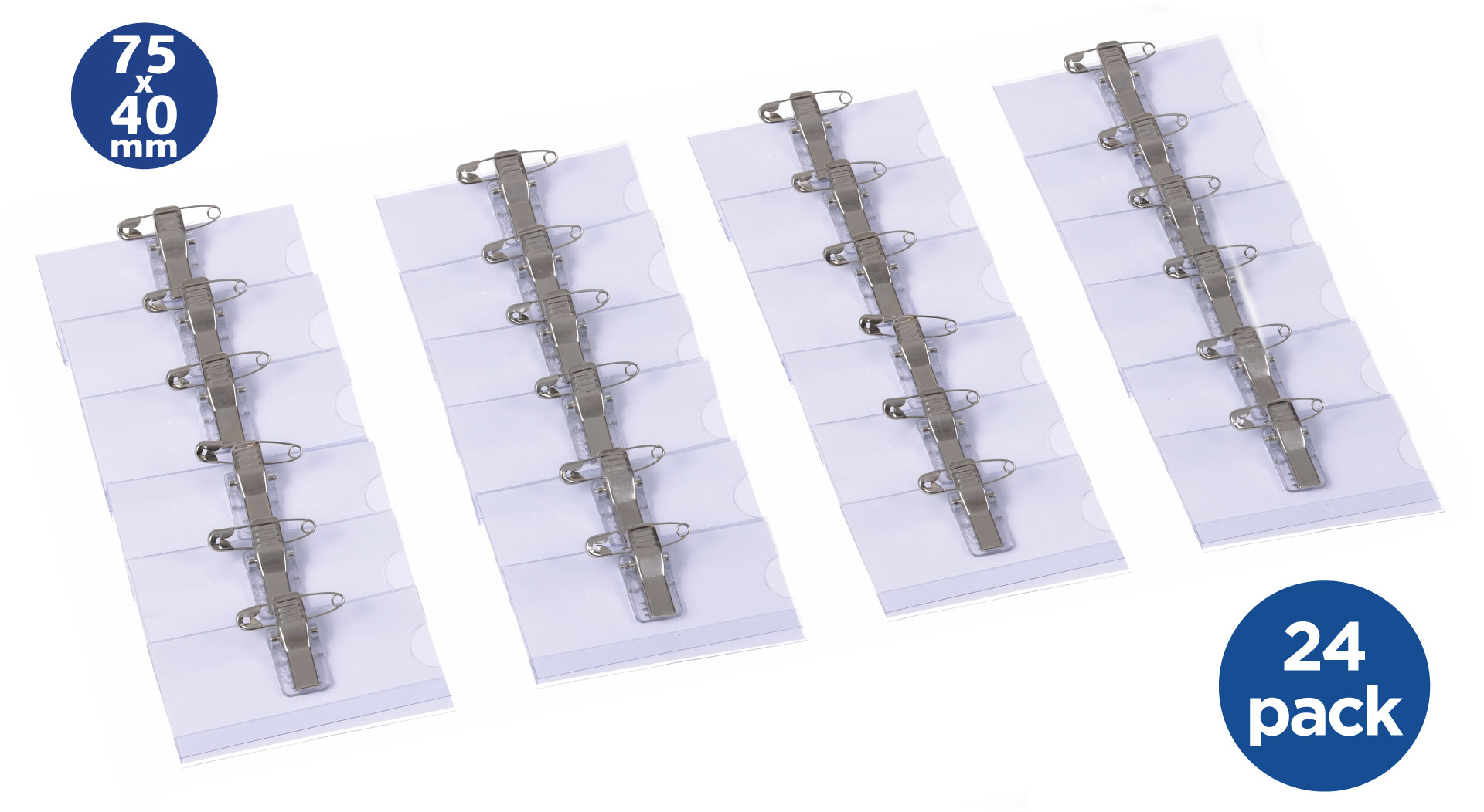 Europel Namenschild mit Kombiklemme 75 x 40 mm/24 Stück