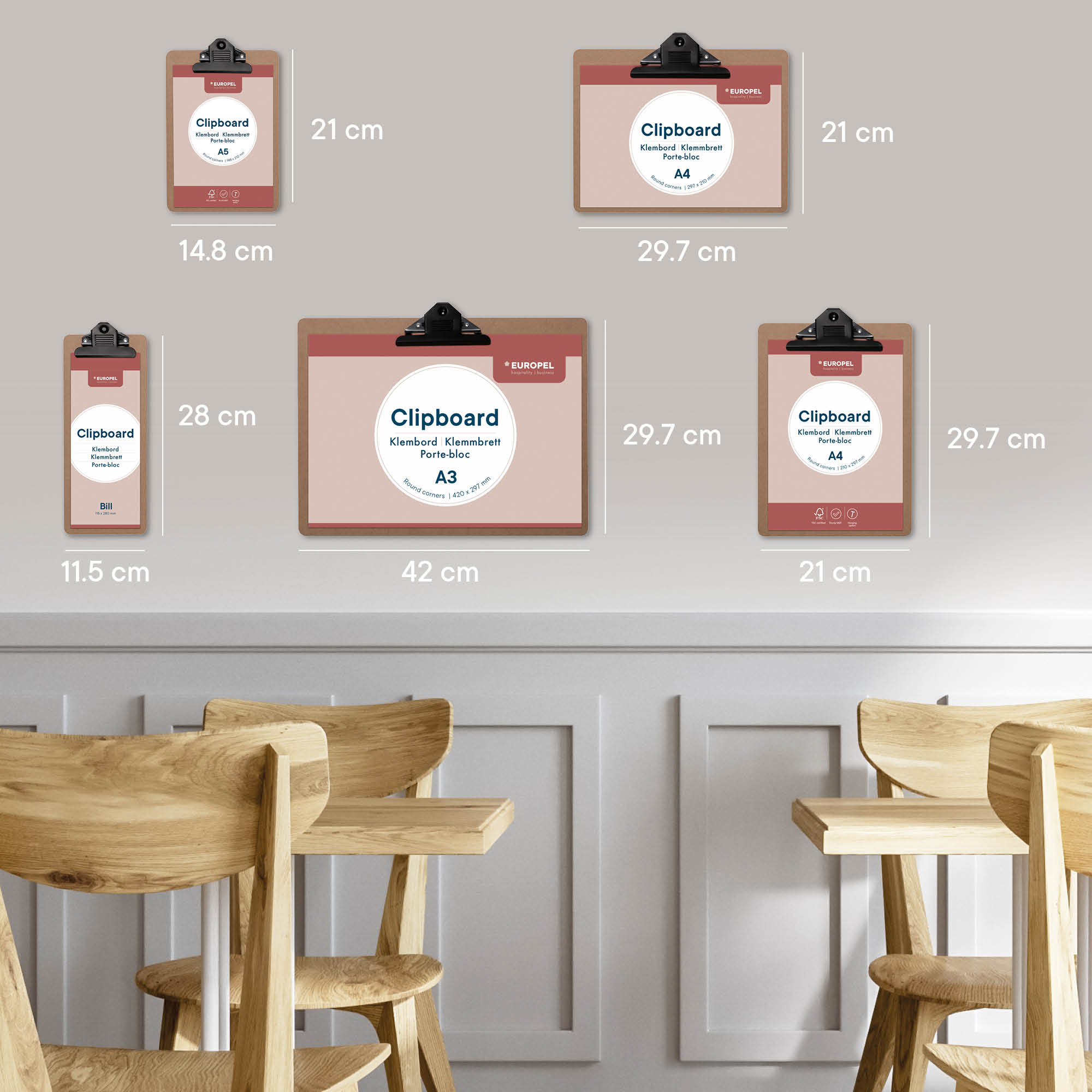 Europel Klemmbrett DIN A5 Holz