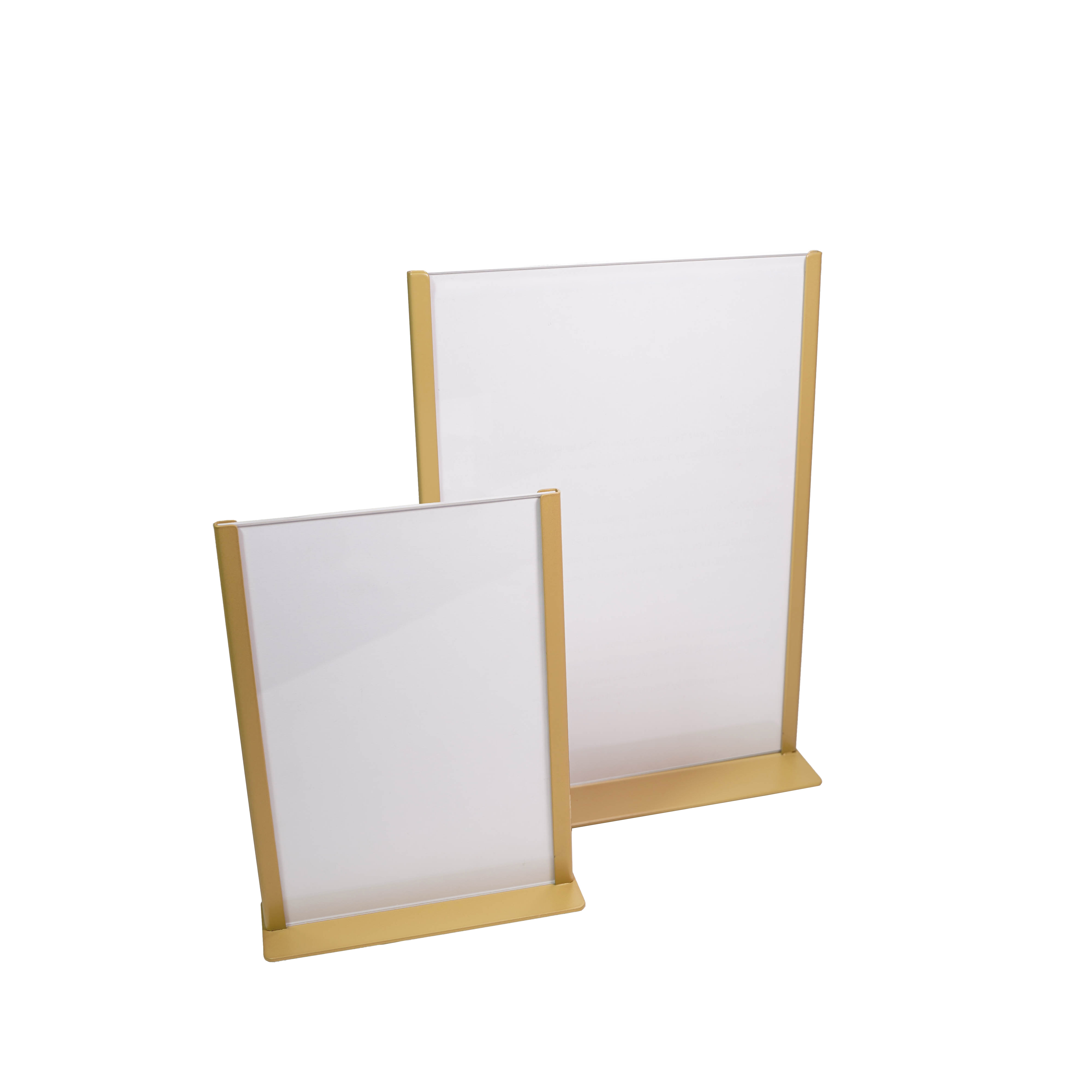 Europel Table Sign Holder - Metal with Acrylic Panel - A4 - Gold