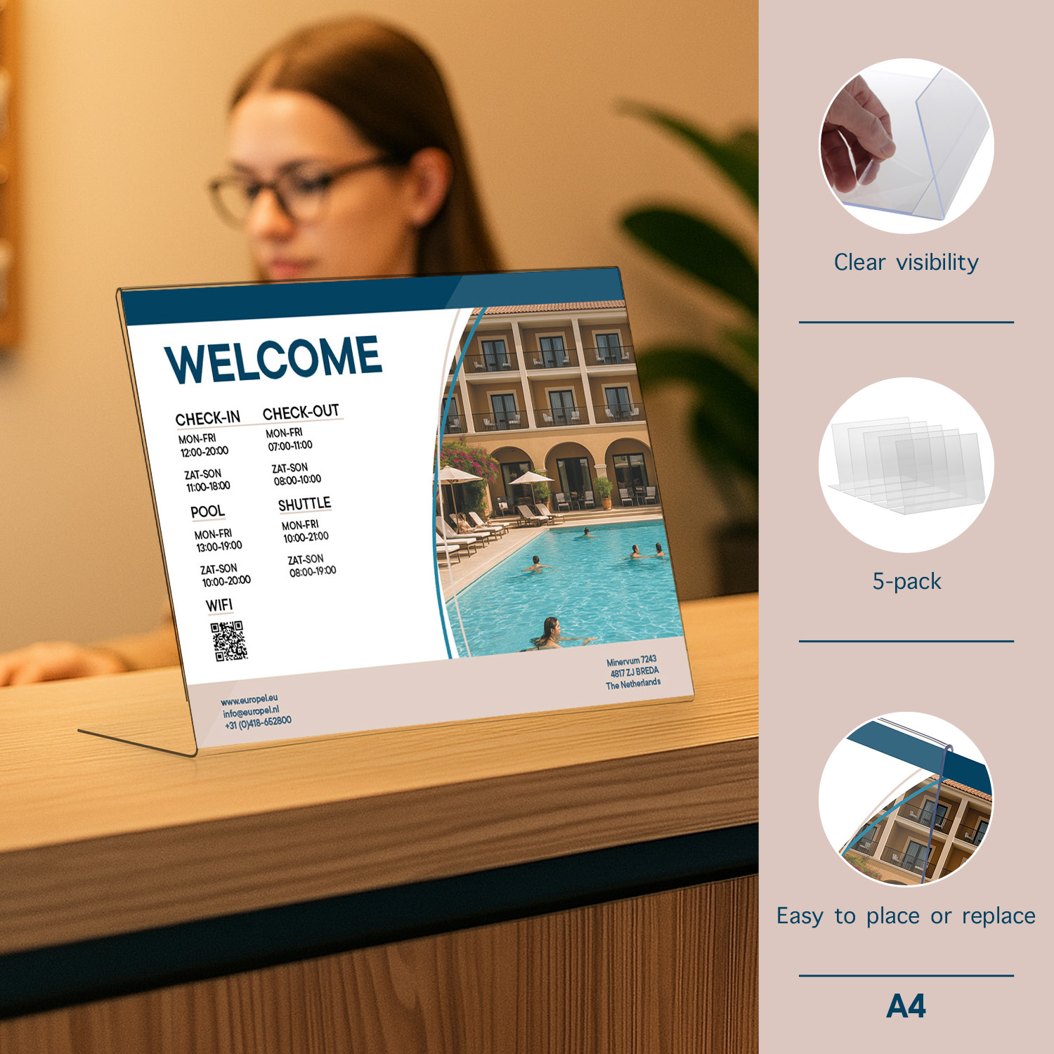 Europel Tischaufsteller Budget L-Ständer DIN A4 Querformat