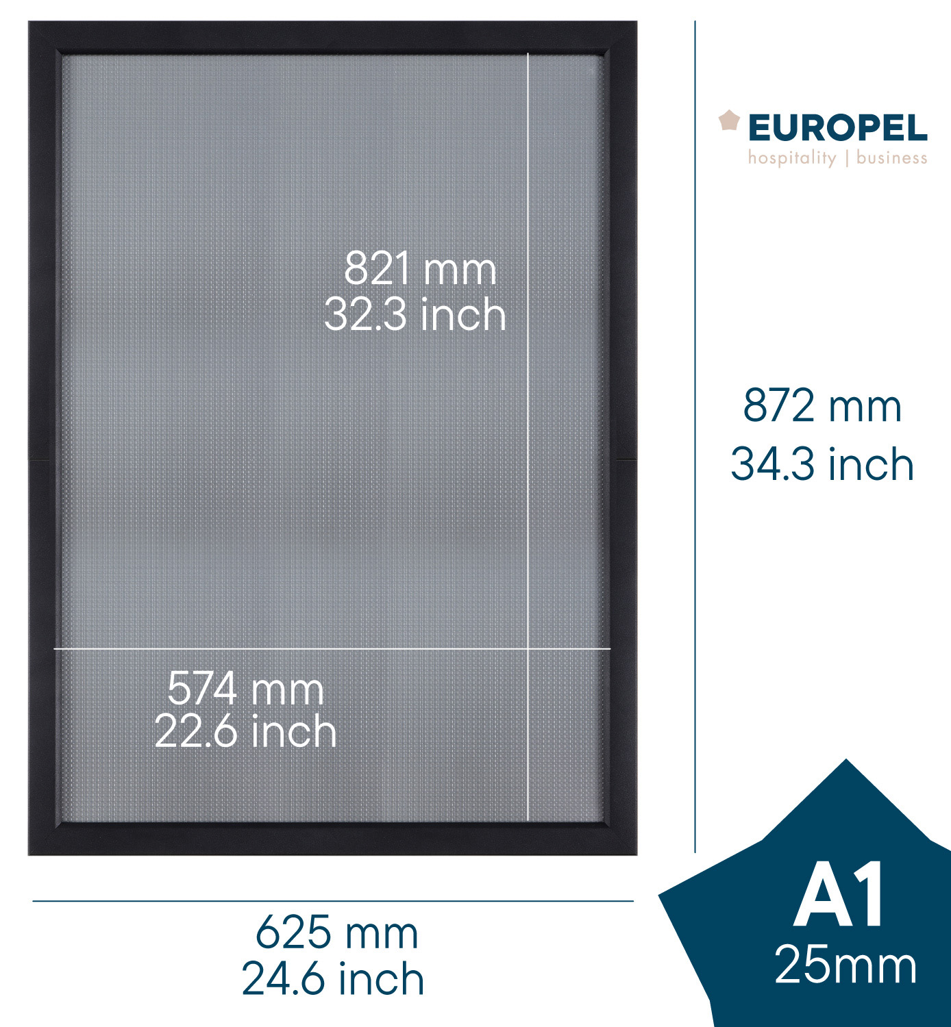 Europel Klapprahmen Premium+ DIN A1 25 mm Matt Schwarz