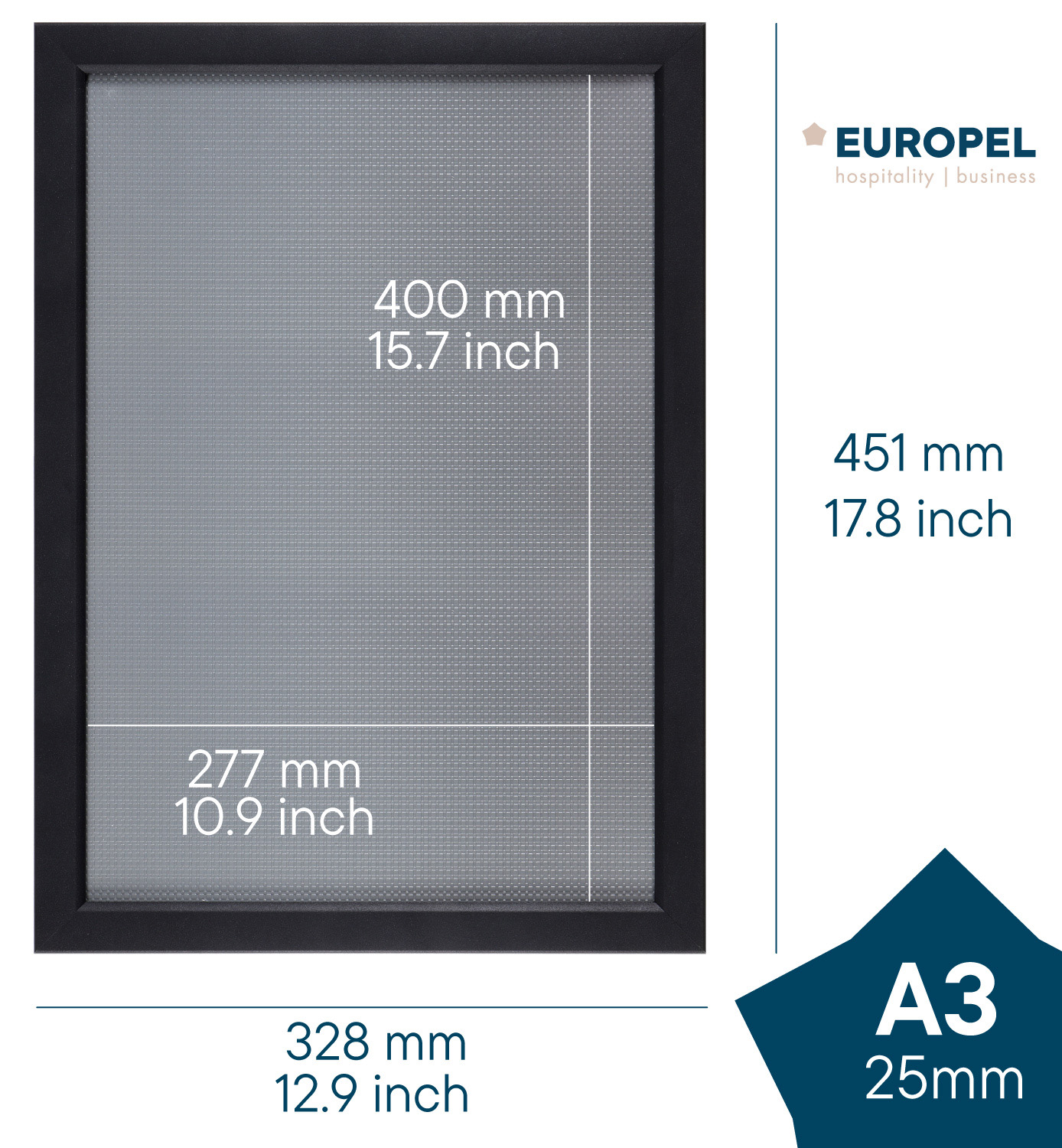 Europel Klapprahmen Premium+ DIN A3 25 mm Matt Schwarz