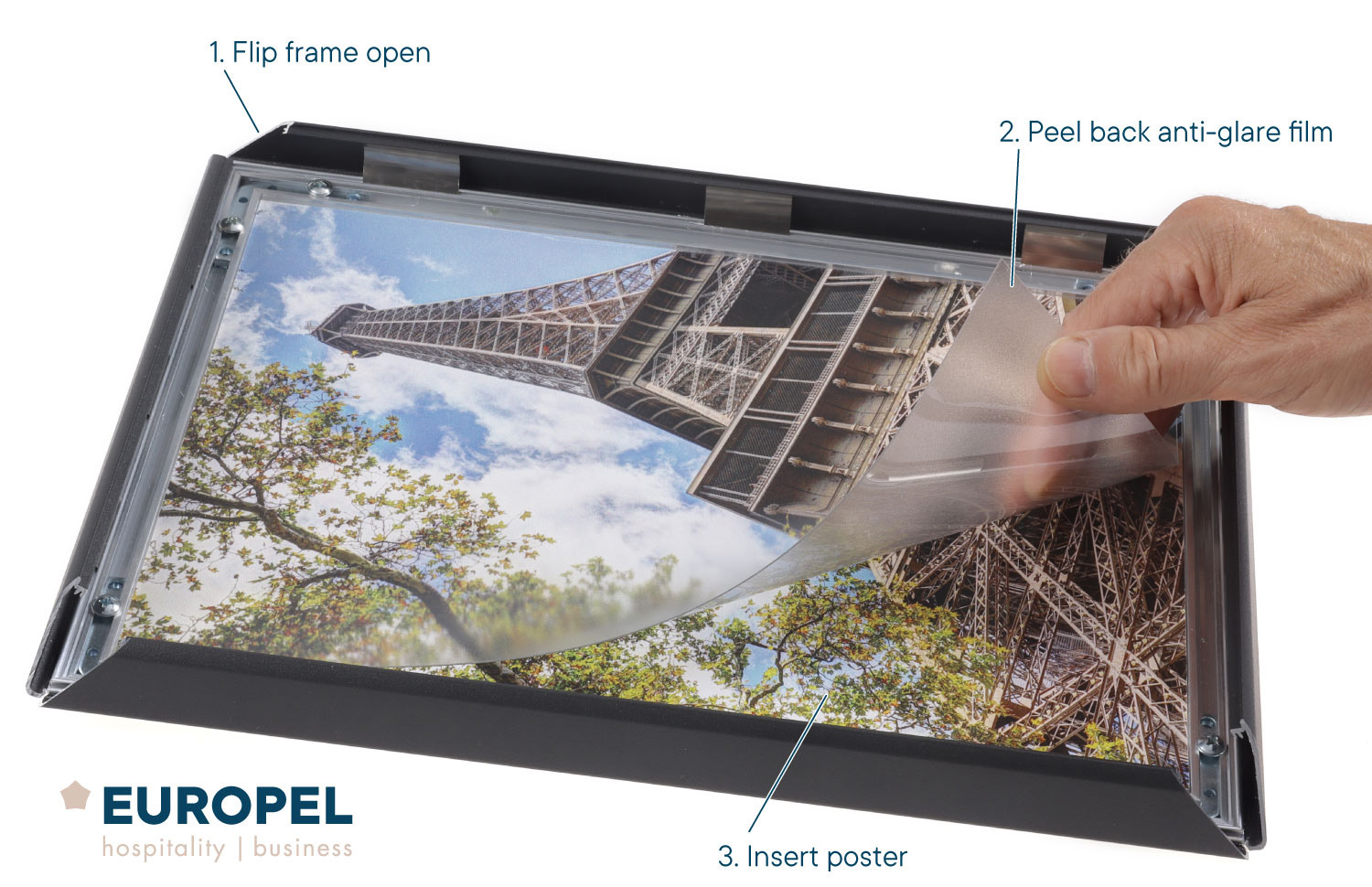 Europel Klapprahmen Premium+ DIN A4 25 mm Matt Schwarz