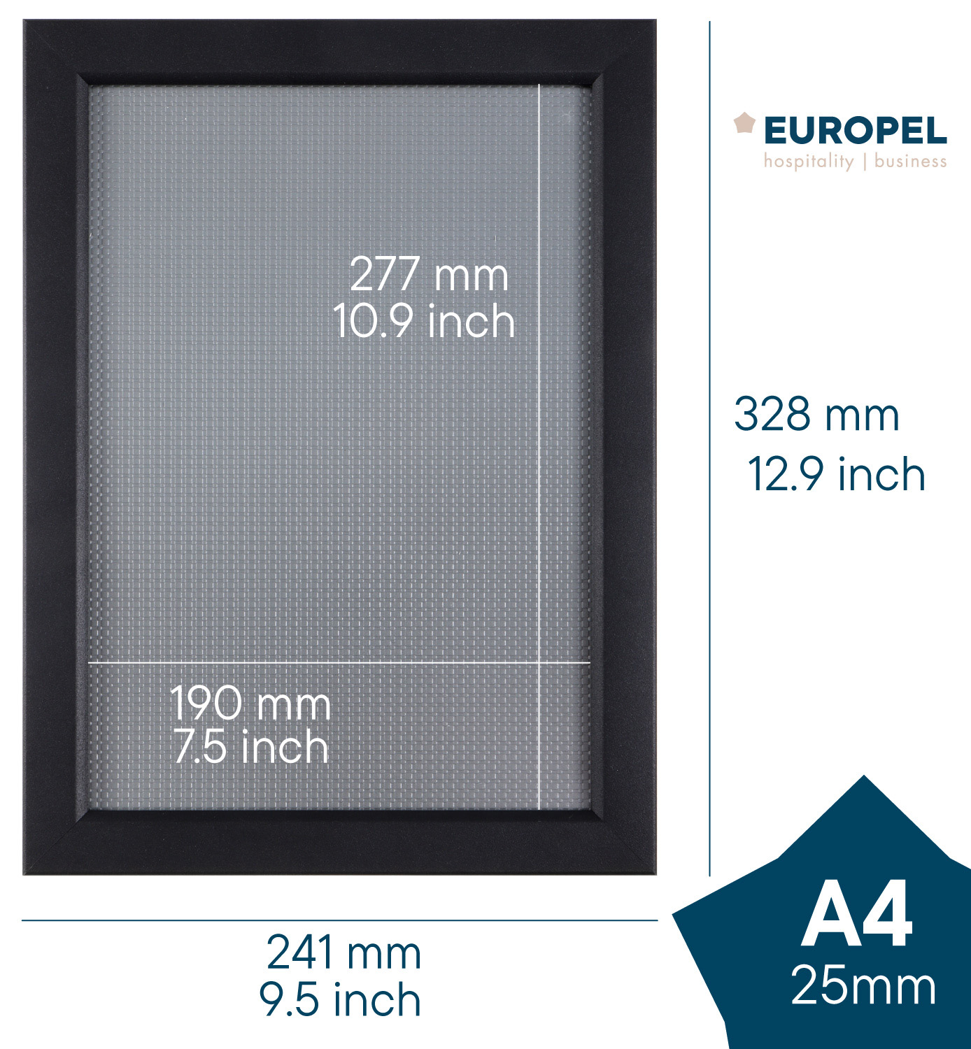 Europel Klapprahmen Premium+ DIN A4 25 mm Matt Schwarz