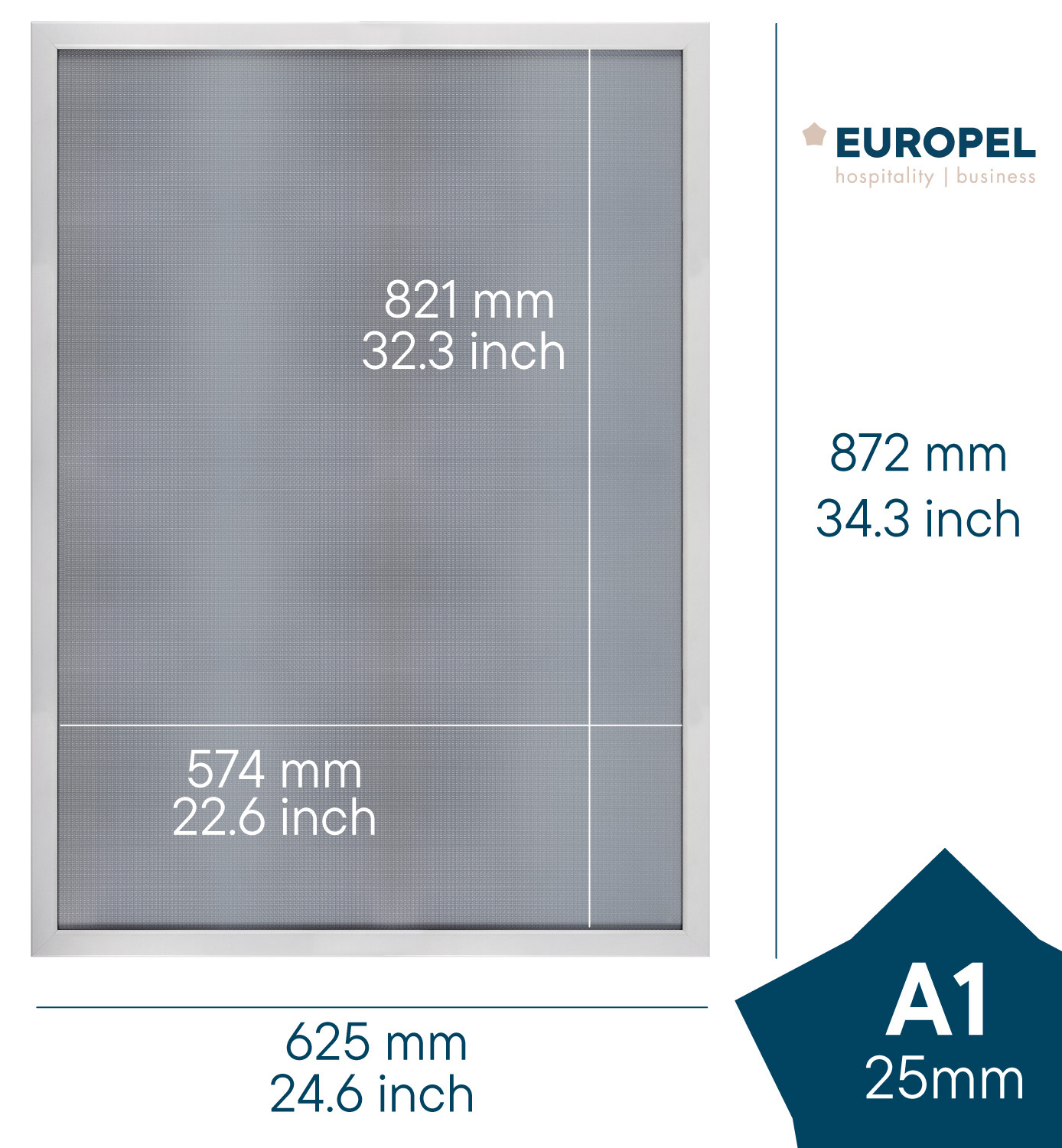 Europel Klapprahmen Premium+ DIN A1 25 mm Matt Weiß