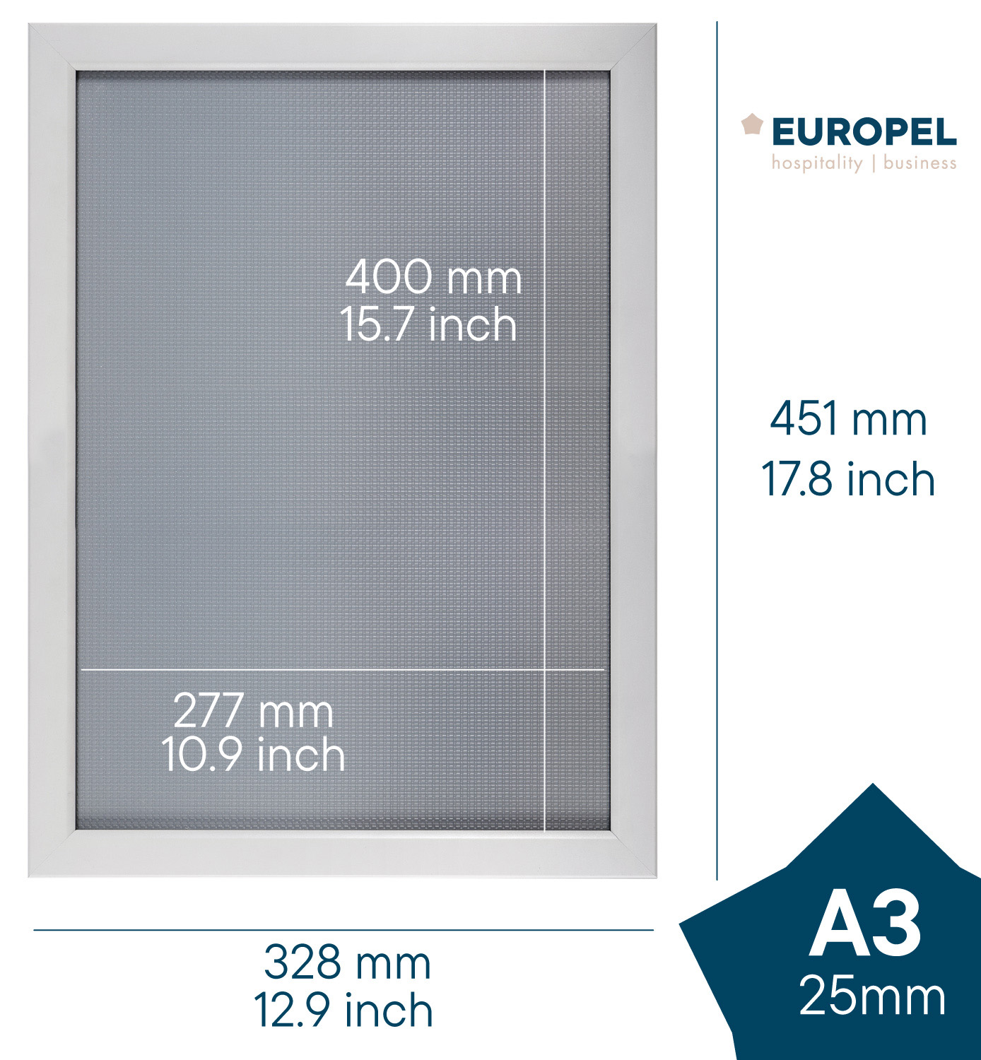 Europel Klapprahmen Premium+ DIN A3 25 mm Matt Weiß