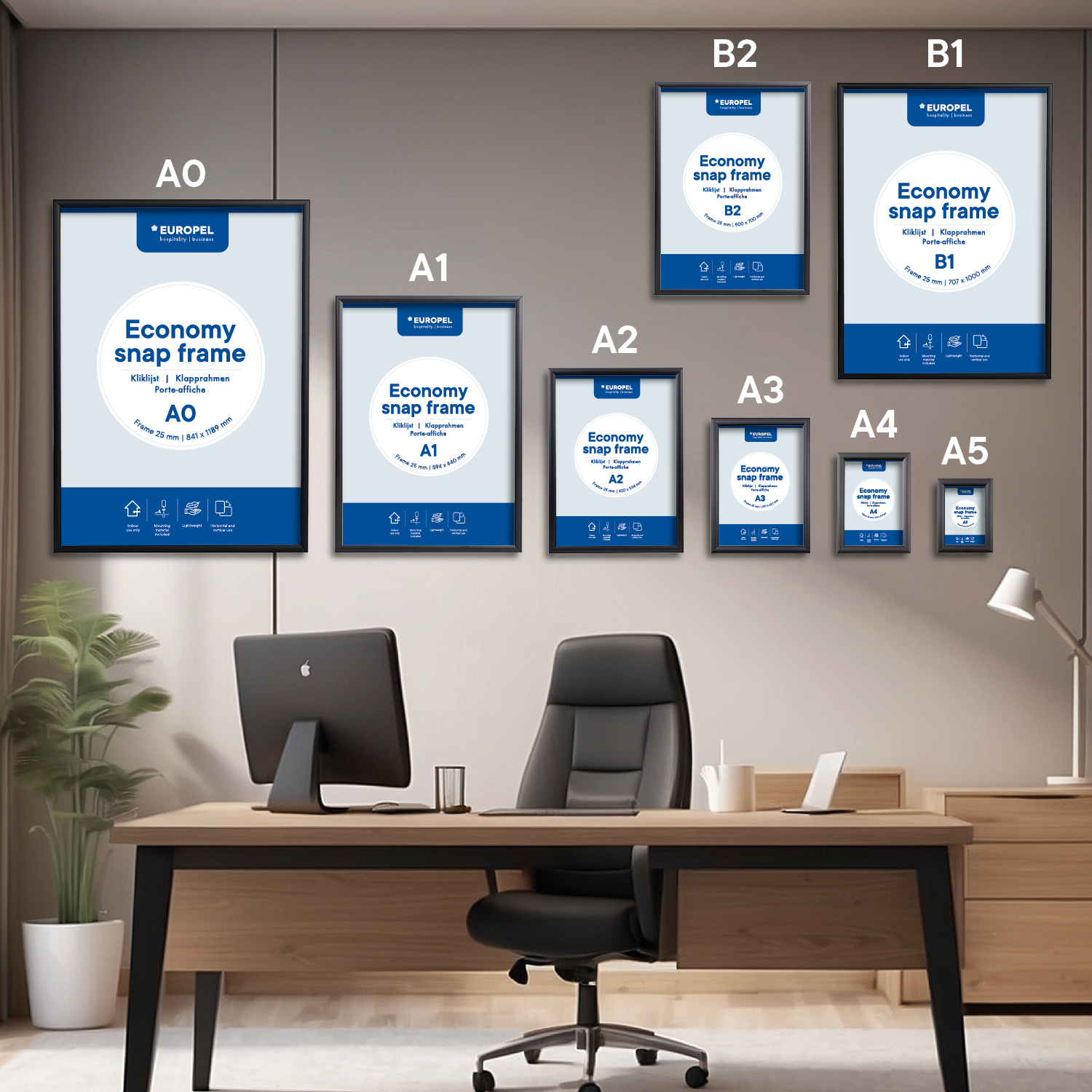 Europel Klapprahmen Economy DIN A3 25 mm Schwarz