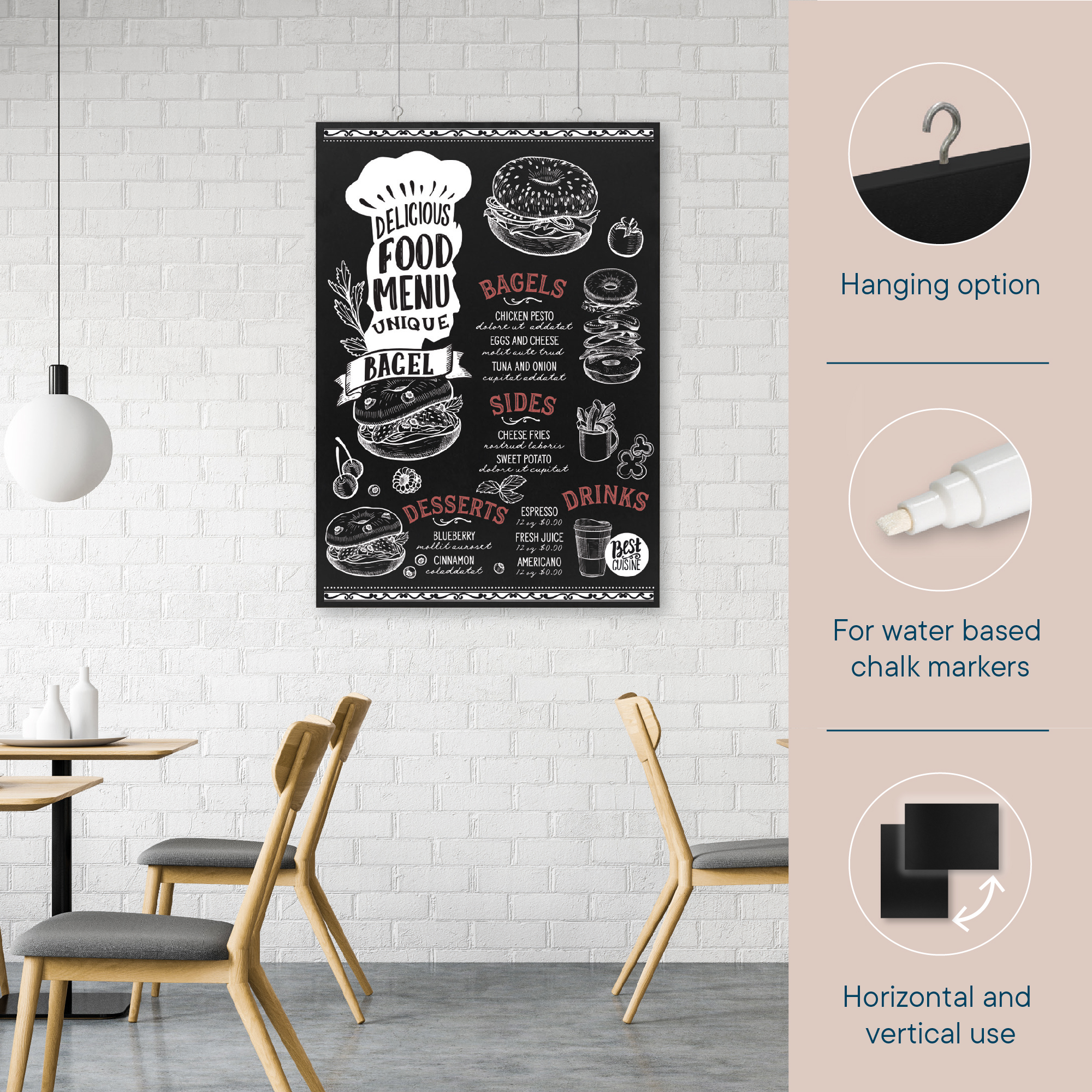 Europel Kreidetafel 42 x 60 cm Schwarz