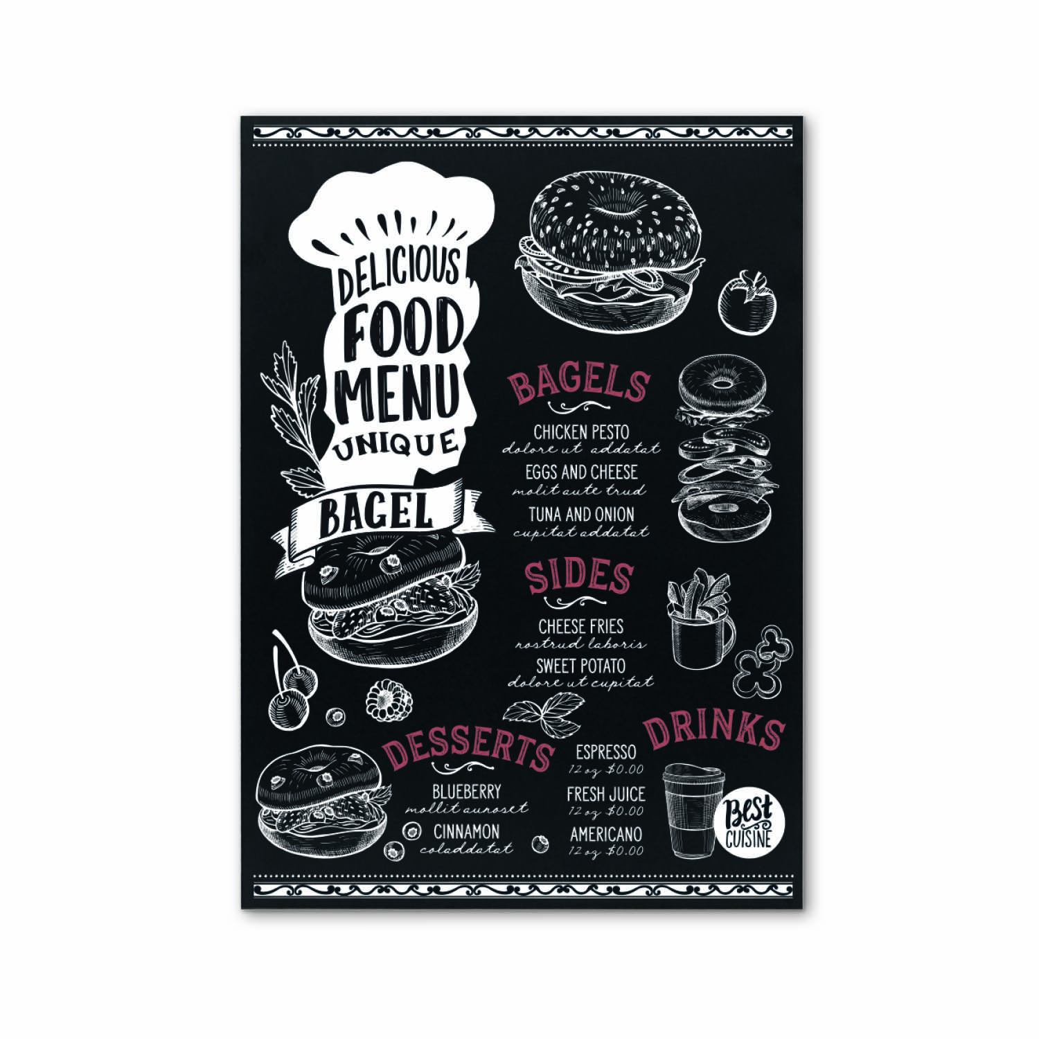 Europel Kreidetafel 42 x 60 cm Schwarz