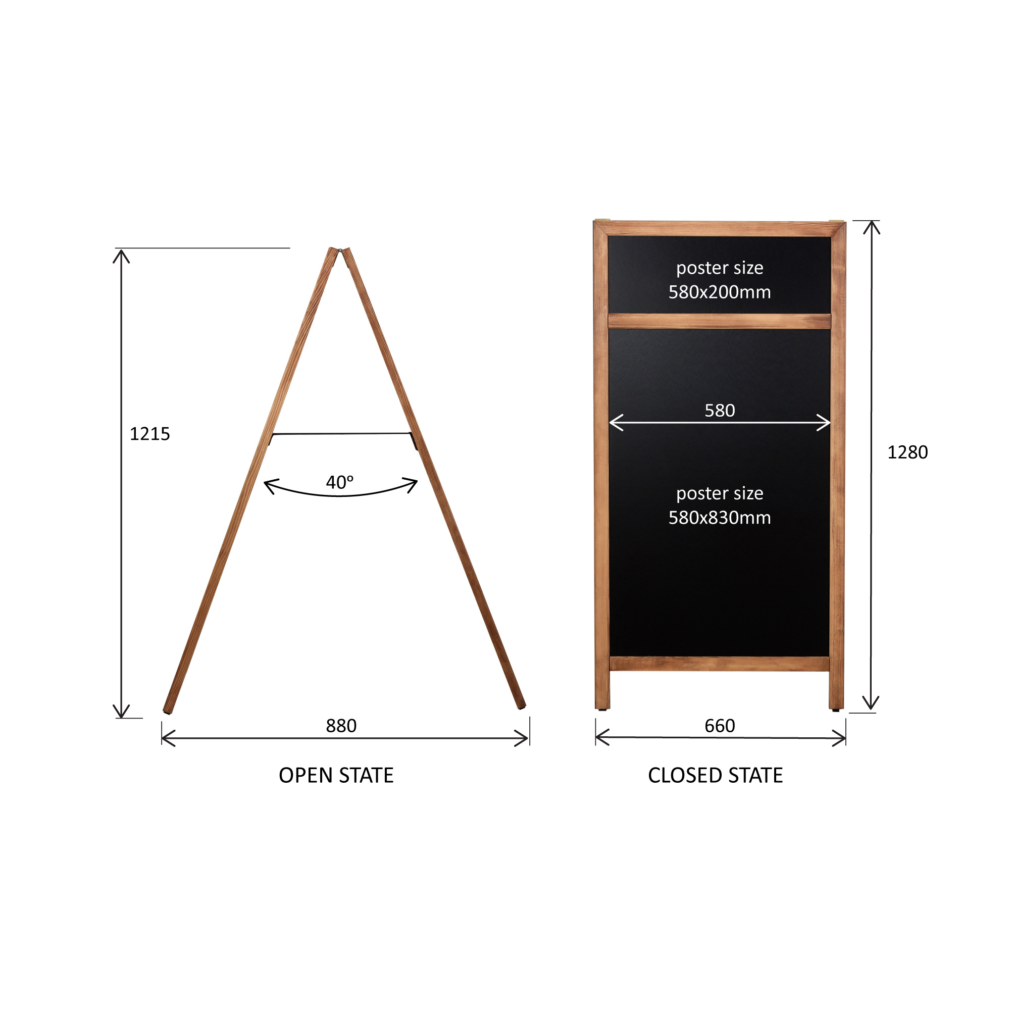 Europel Kreidetafel Kundenstopper mit Logoplatte 660 x 1280 mm DELUX Naturholz
