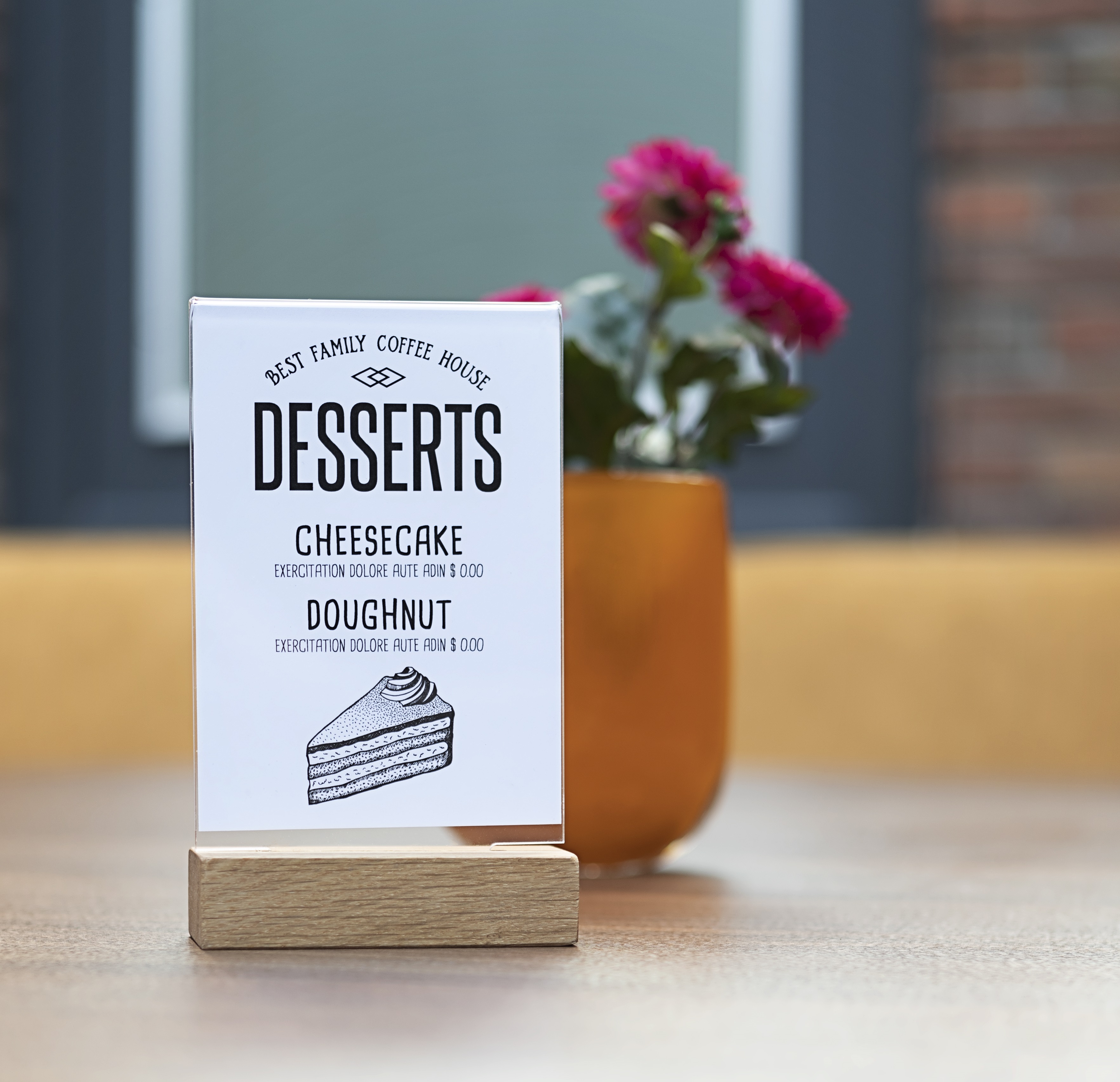 Europel Tischaufsteller DIN A6 Hochformat Acryl mit  Holzsockel