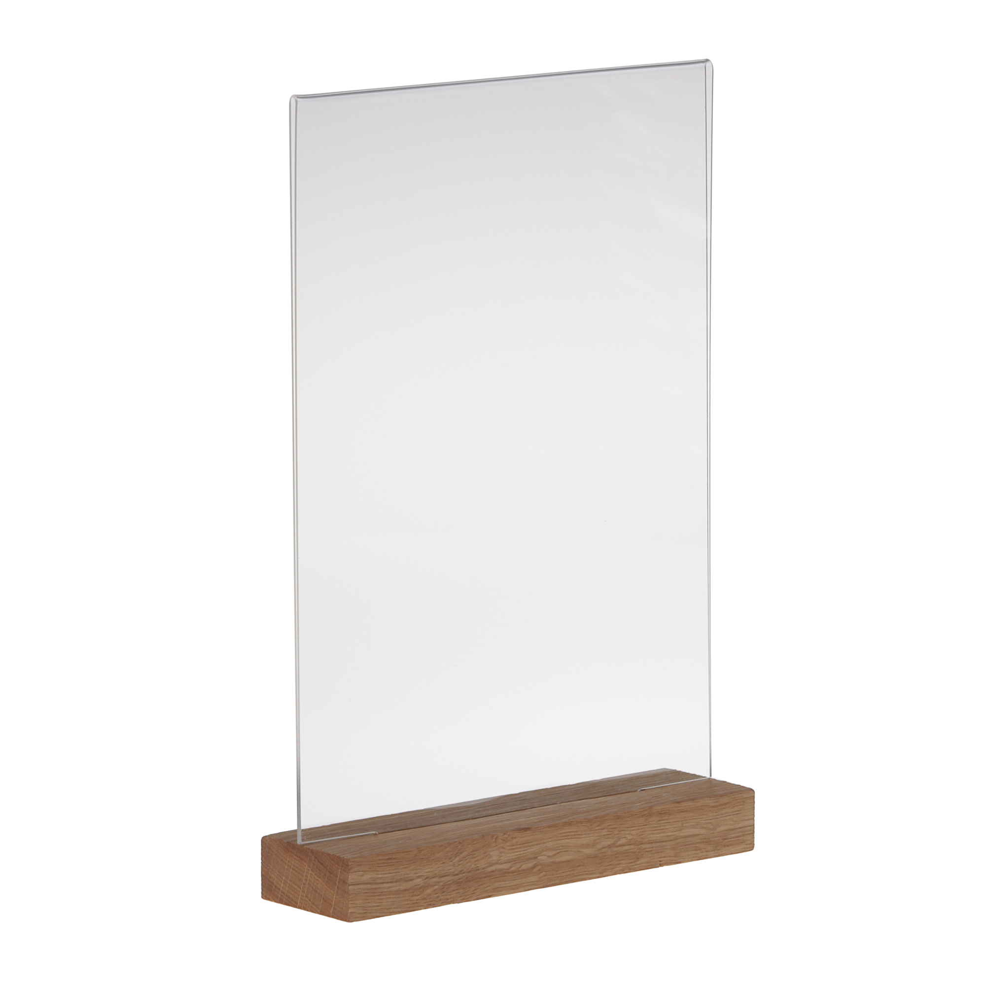 Europel Kartenhalter Acryl mit Holzfuß A4 Hochformat – Premium Displayhalter
