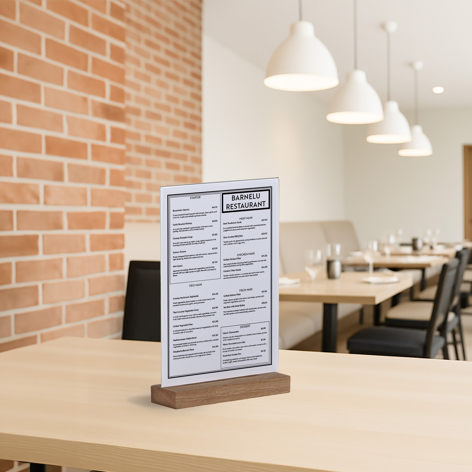 Europel Kartenhalter Acryl mit Holzfuß A4 Hochformat – Premium Displayhalter