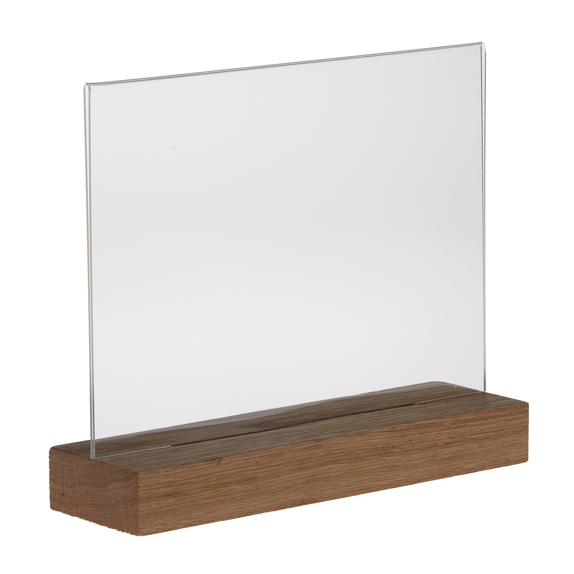 Europel Kartenhalter Acryl mit Holzfuß A5 Querformat – Premium Displayhalter
