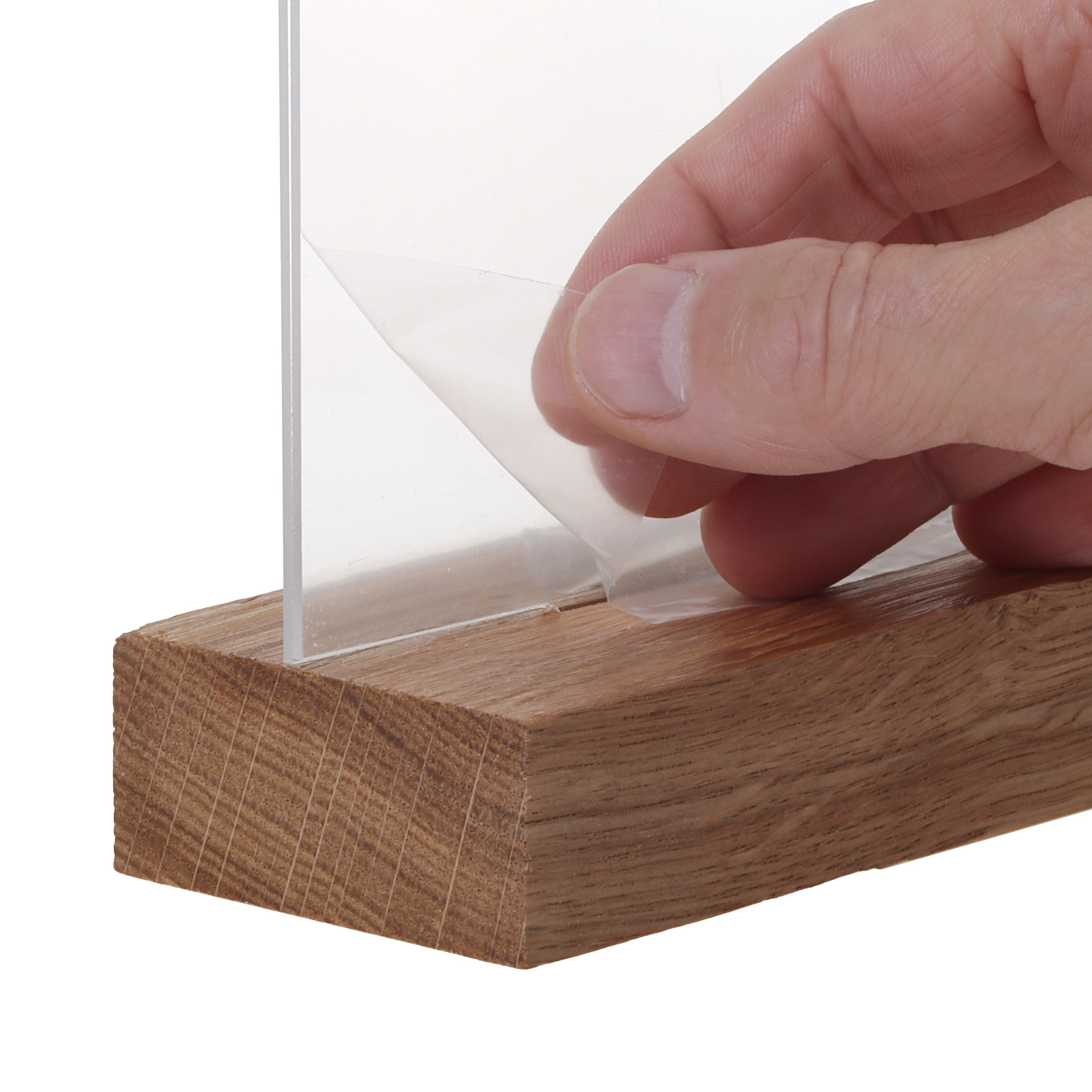 Europel Kartenhalter Acryl mit Holzfuß A5 Querformat – Premium Displayhalter