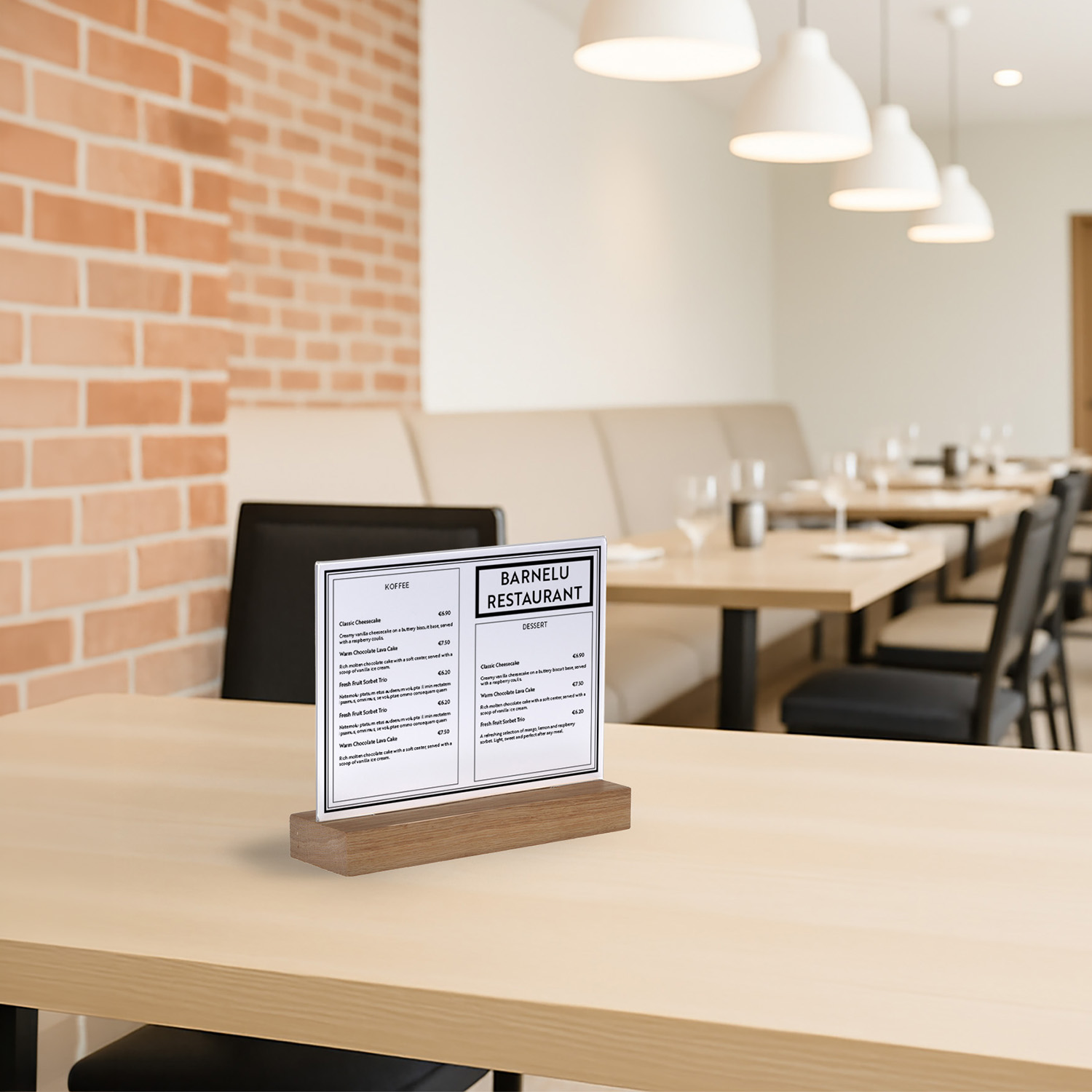 Europel Kartenhalter Acryl mit Holzfuß A5 Querformat – Premium Displayhalter