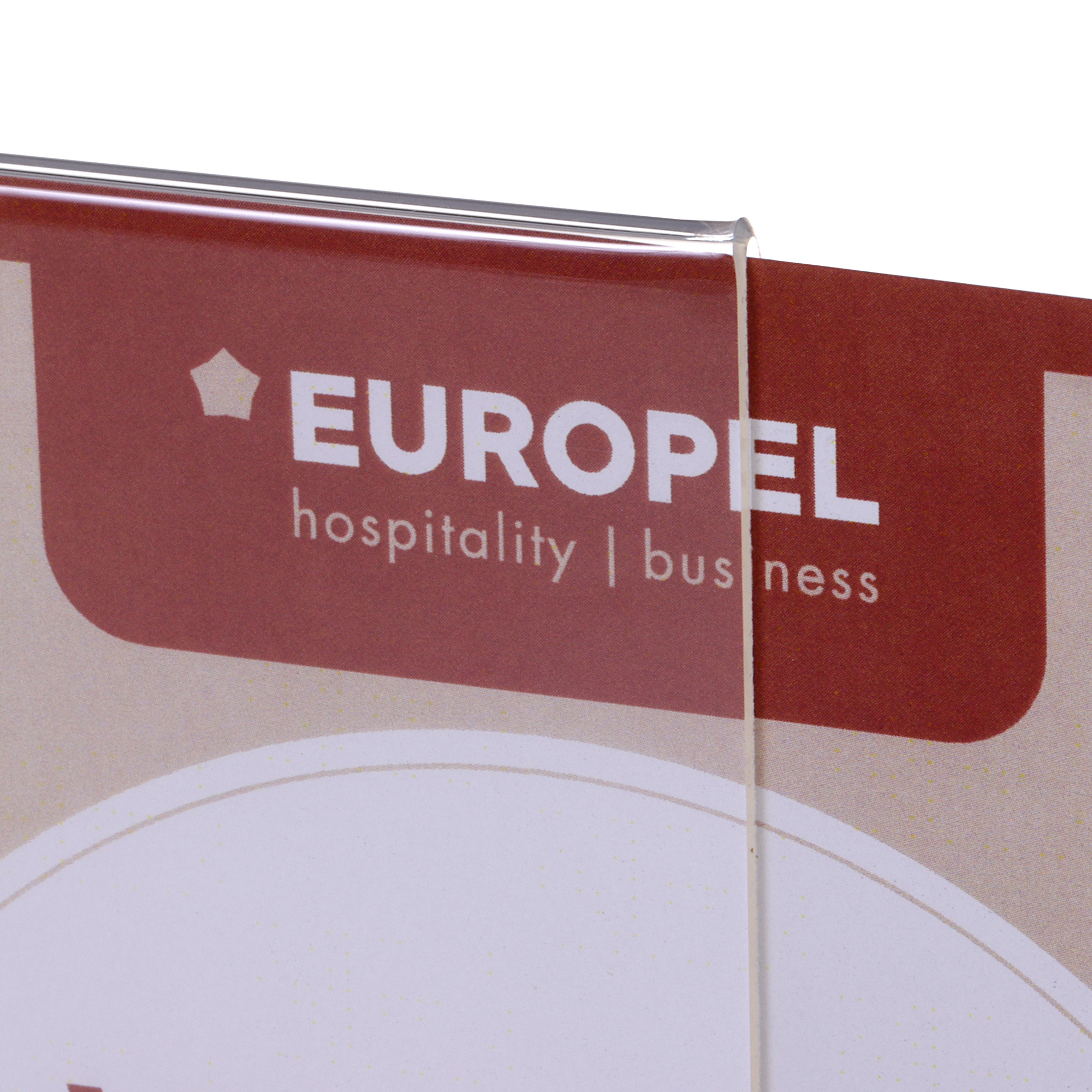 5 x Europel Tischaufsteller DIN A6 Querformat Acryl mit Holzsockel