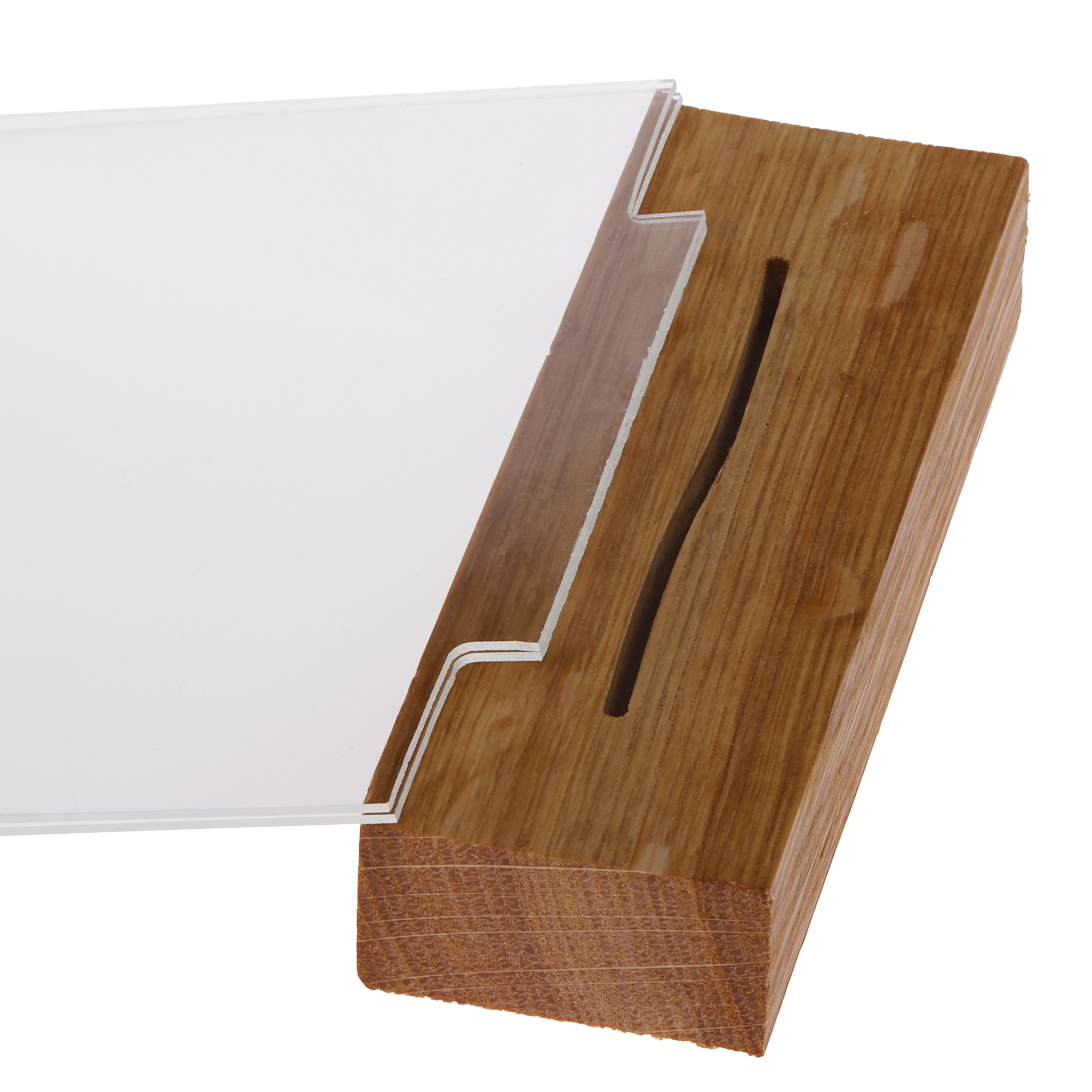 5 x Europel Tischaufsteller DIN A6 Querformat Acryl mit Holzsockel