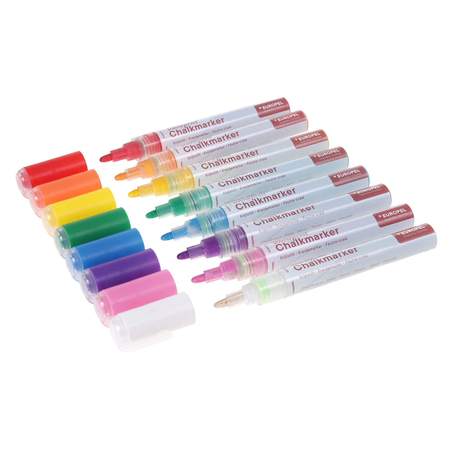 Europel Kreidemarker Wasserfest 1-6 mm Weiß PVC Etui 8 Stück