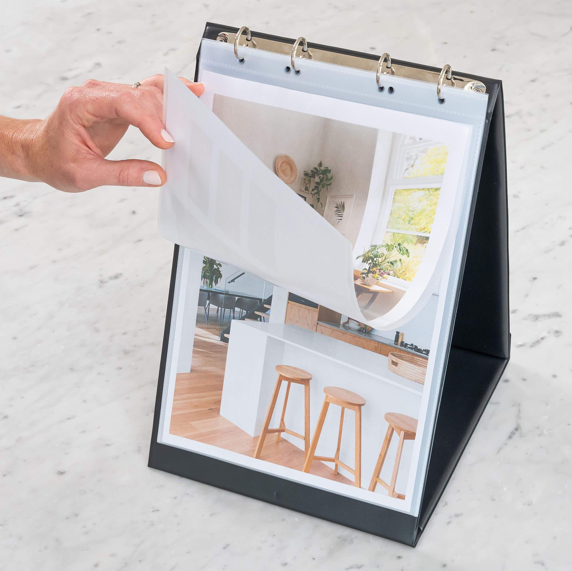 Stab-in Tisch-Flipchart Rillstab A4 Hochformat schwarz 10 hüllen
