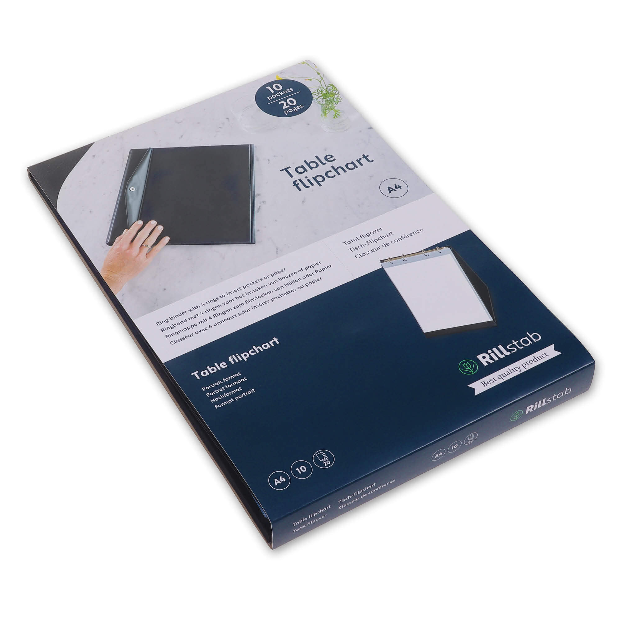 Stab-in Tisch-Flipchart Rillstab A4 Hochformat schwarz 10 hüllen
