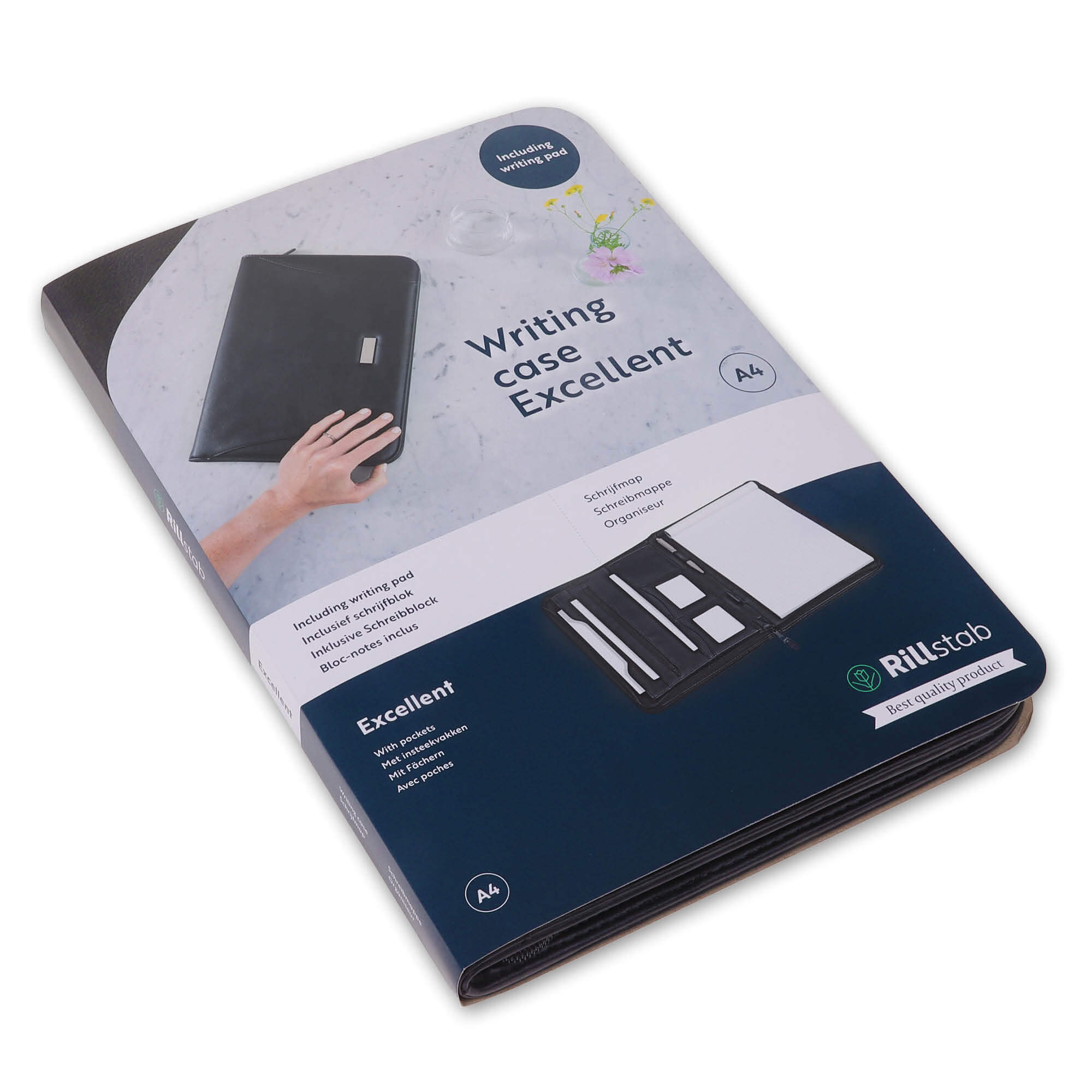 Schreibmappe Rillstab Excellent deluxe A4 Lederoptik schwarz
