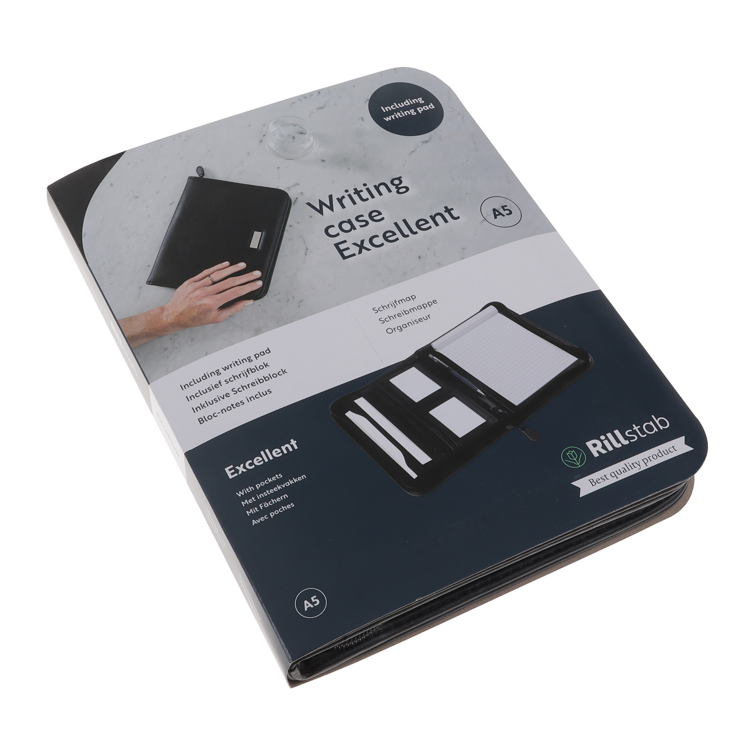 Schreibmappe Rillstab Excellent de luxe A5 lederlook Schwarz